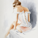 Sexy Woman in Lingerie, Erotic watercolor painting