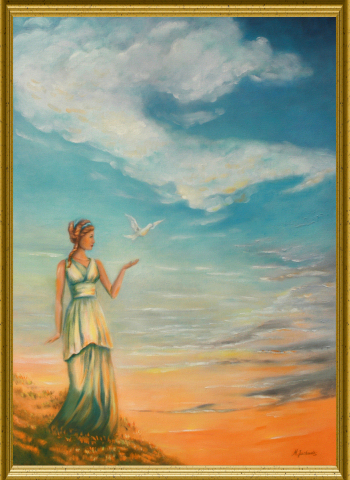 Goddess of the Dawn Mythology, Oil Painting 