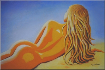 Liegender Frauenakt abstrakt Erotik Malerei Ölbild